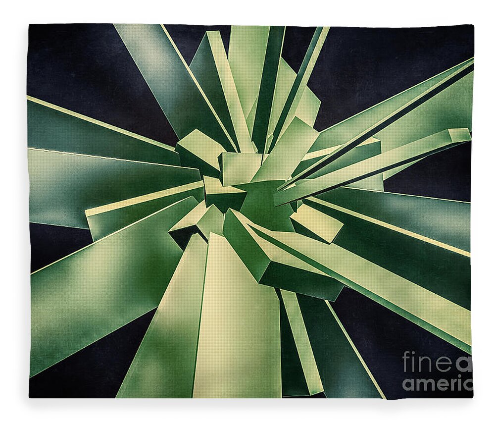 Green Fleece Blanket featuring the digital art Geometric Cluster #1 by Phil Perkins