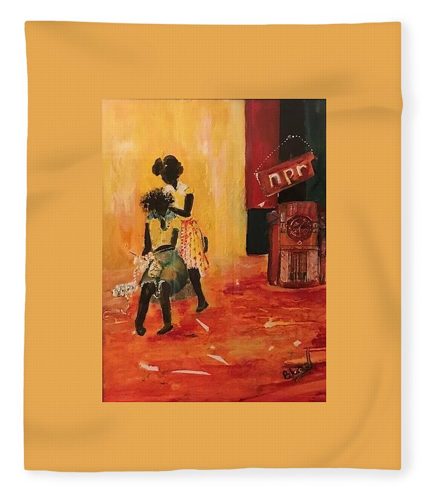 Figurative Fleece Blanket featuring the painting Grooving by Peggy Blood