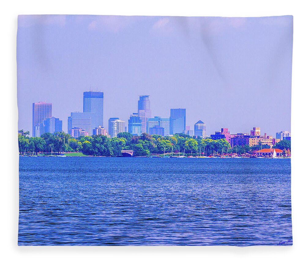 Minneapolis Skyline Fleece Blanket featuring the photograph Lake Calhoun 2298 For Kayla #1 by Jana Rosenkranz