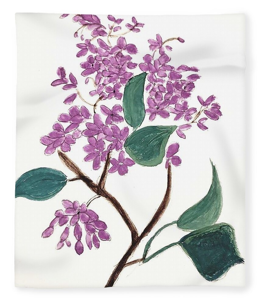 Fleece Blanket featuring the painting Lilac #2 by Margaret Welsh Willowsilk