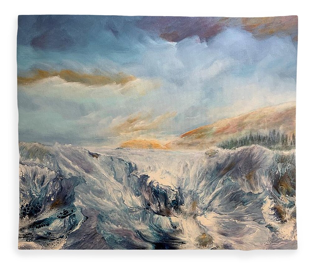 Dramatic Ocean Fleece Blanket featuring the painting Misty by Soraya Silvestri