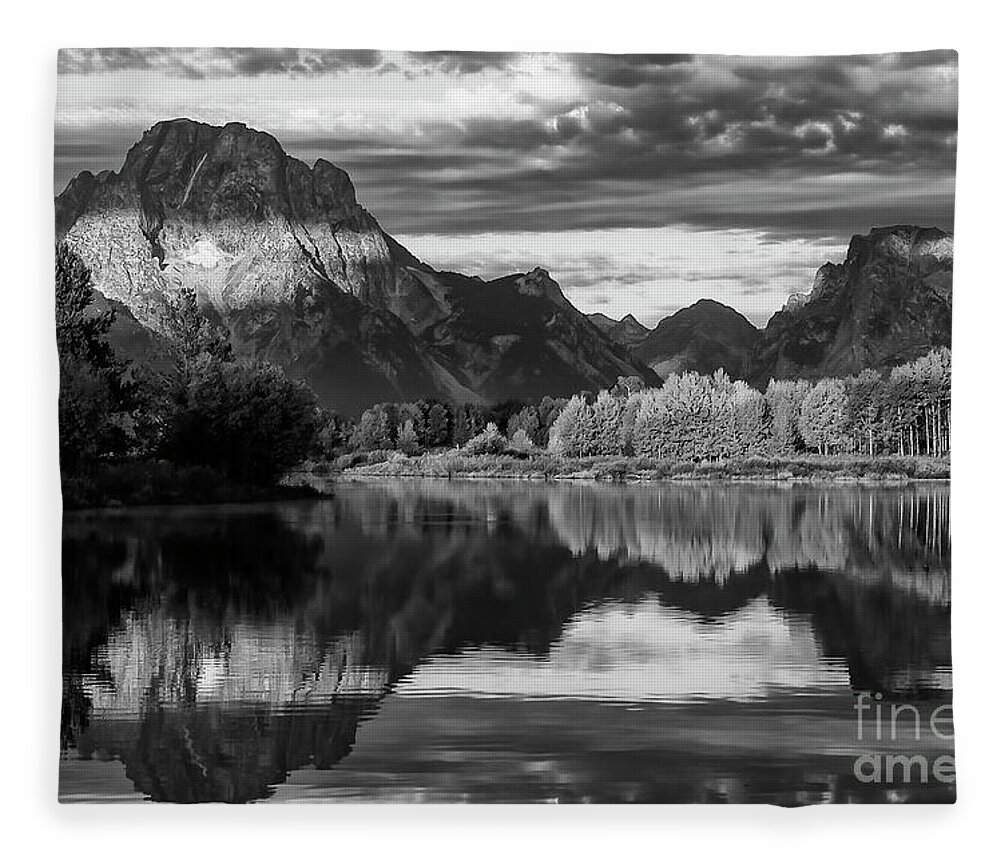 Mount Moran Fleece Blanket featuring the photograph Morning Light 4 by Bob Phillips