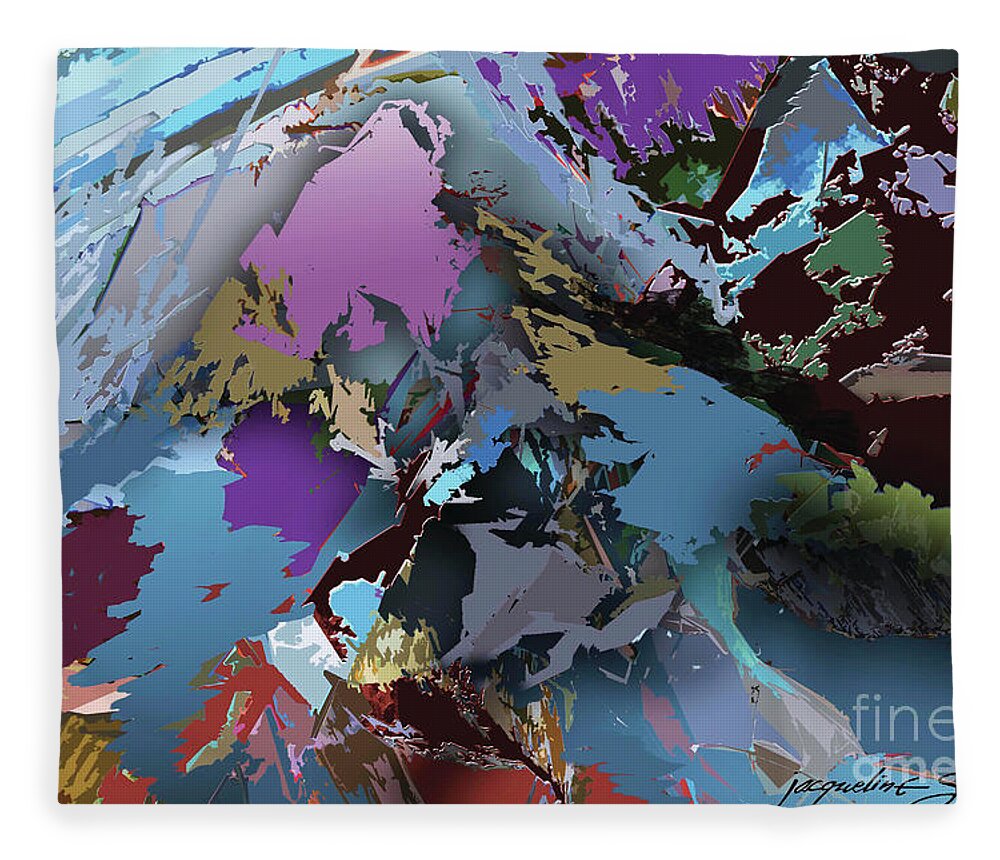 Abstract Fleece Blanket featuring the digital art Mountain Majesty #2 by Jacqueline Shuler
