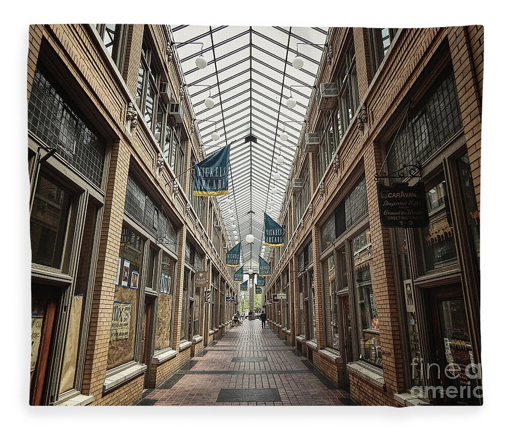 Ann Arbor Fleece Blanket featuring the photograph Nickels Arcade #2 by Phil Perkins