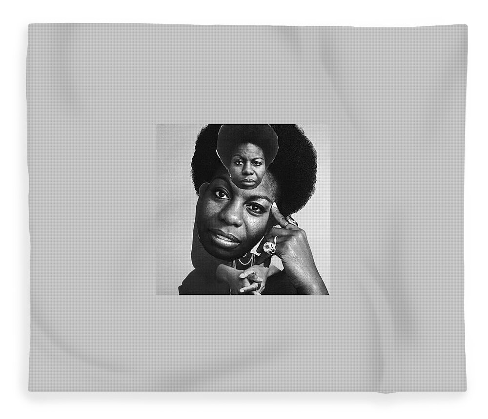 Nina Simone Fleece Blanket featuring the digital art Nina by Corey Wynn
