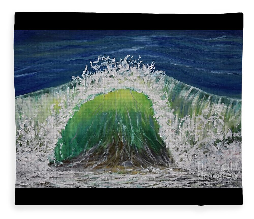Wave Fleece Blanket featuring the painting Wave by Monika Shepherdson