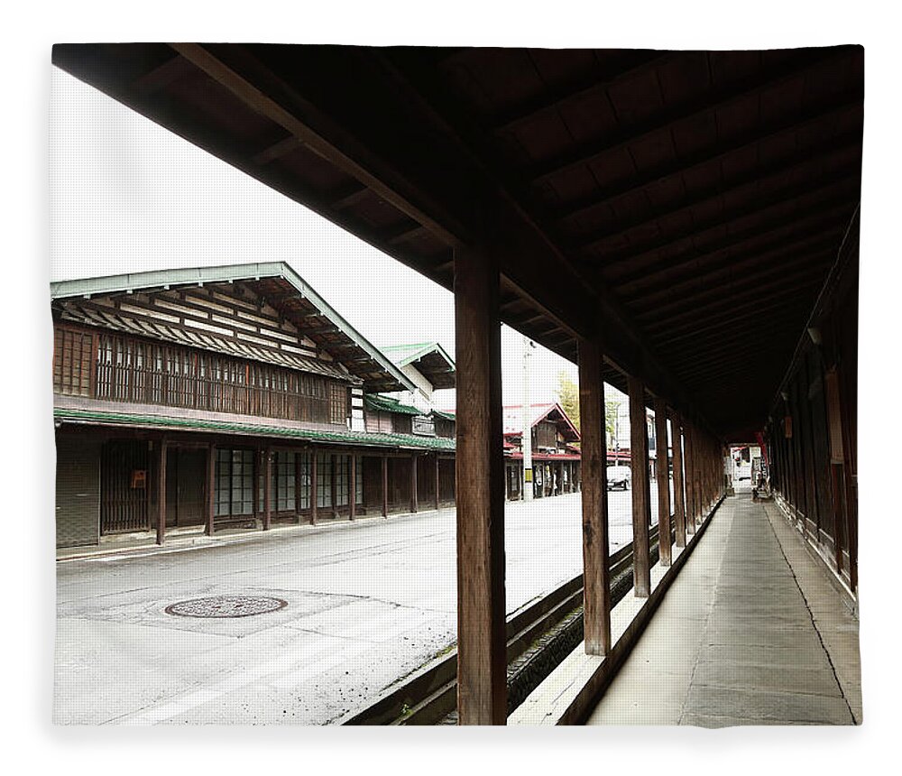 Komise Street Fleece Blanket featuring the photograph Old shopping street in Japan #1 by Kaoru Shimada