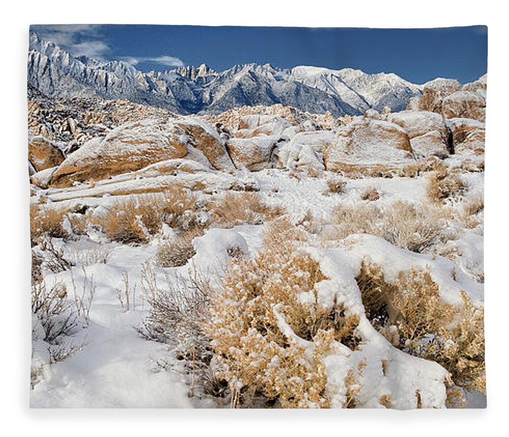 Dave Welling Fleece Blanket featuring the photograph Panorama Winter Sunrise Alabama Hills Eastern Sierras by Dave Welling