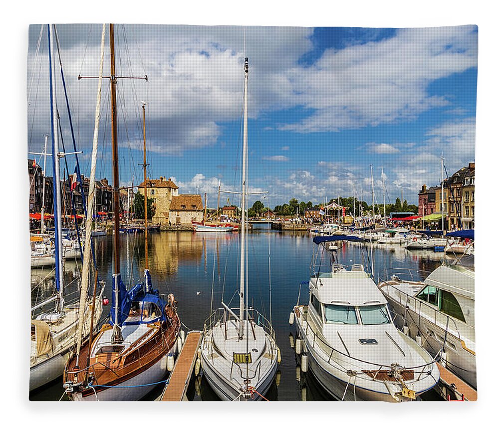 Normandie Fleece Blanket featuring the photograph Port of Honfleur, Normandy, France #2 by Fabiano Di Paolo