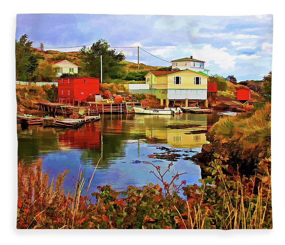 Salvage Fleece Blanket featuring the photograph Salvage Village Newfoundland #2 #2 by Tatiana Travelways