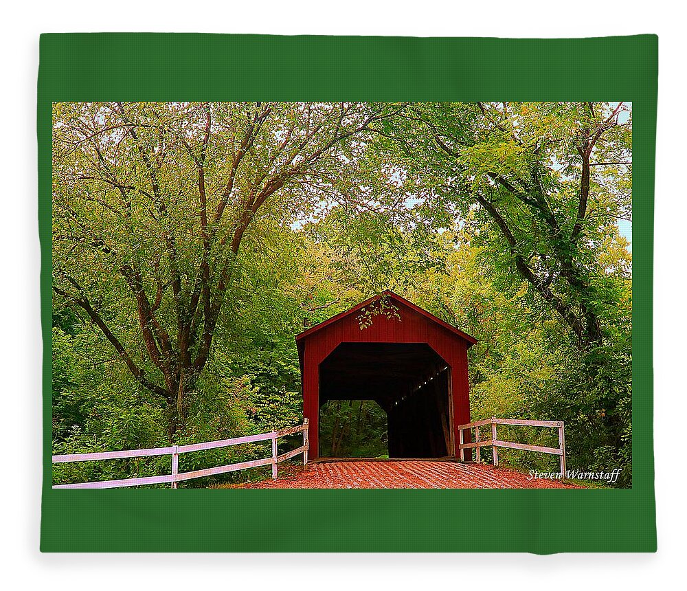 Historical Fleece Blanket featuring the photograph Sandy Creek Covered Bridge #1 by Steve Warnstaff