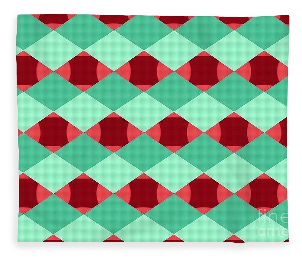 Seamless Diagonal Gingham Diamond Checkers Christmas Wrapping Paper Pattern  In Mint Green And Candy Cane Red Geometric Traditional Xmas Card Background  Gift Wrap Texture Or Winter Holiday Backdrop #1 Fleece Blanket by
