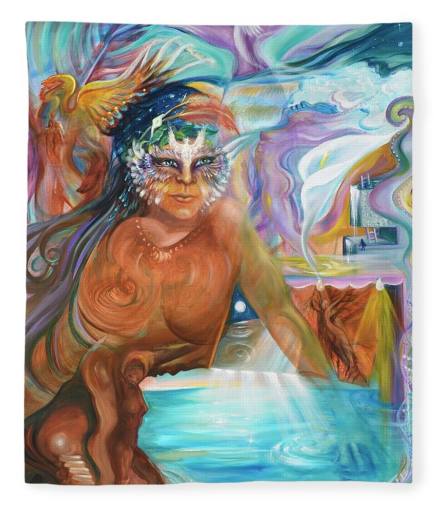 Face Mask Fleece Blanket featuring the painting Shape Shifter #1 by Sofanya White