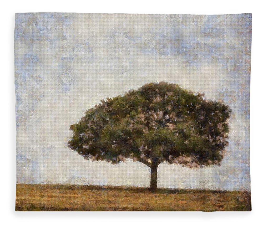 Tree Fleece Blanket featuring the digital art Solitude Standing by Brad Barton