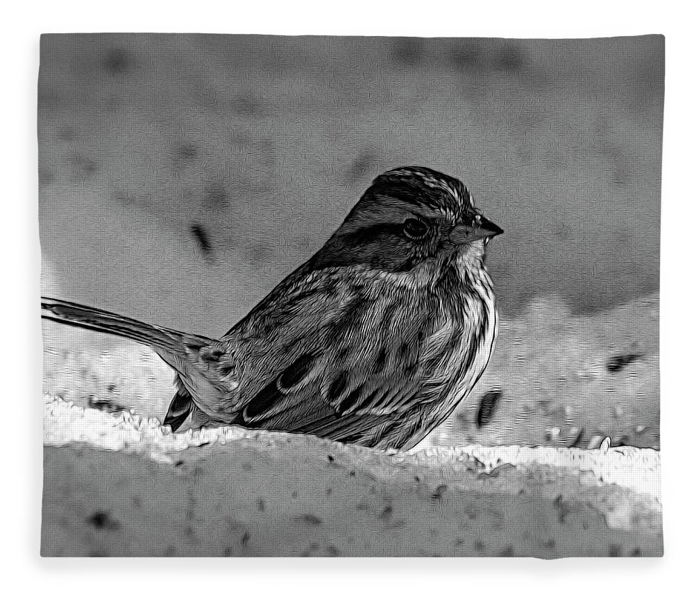 Bird Fleece Blanket featuring the photograph Song Sparrow #1 by Cathy Kovarik