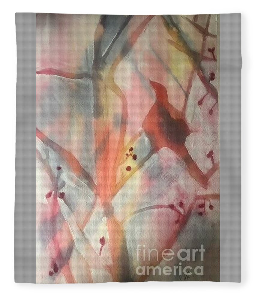 Mixed Media: Watercolour Fleece Blanket featuring the painting Ponder by Nina Jatania