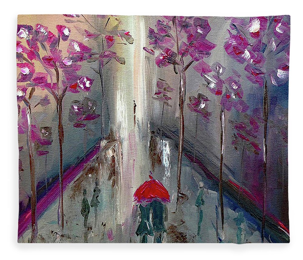 Romantic Fleece Blanket featuring the painting Strolling #1 by Roxy Rich