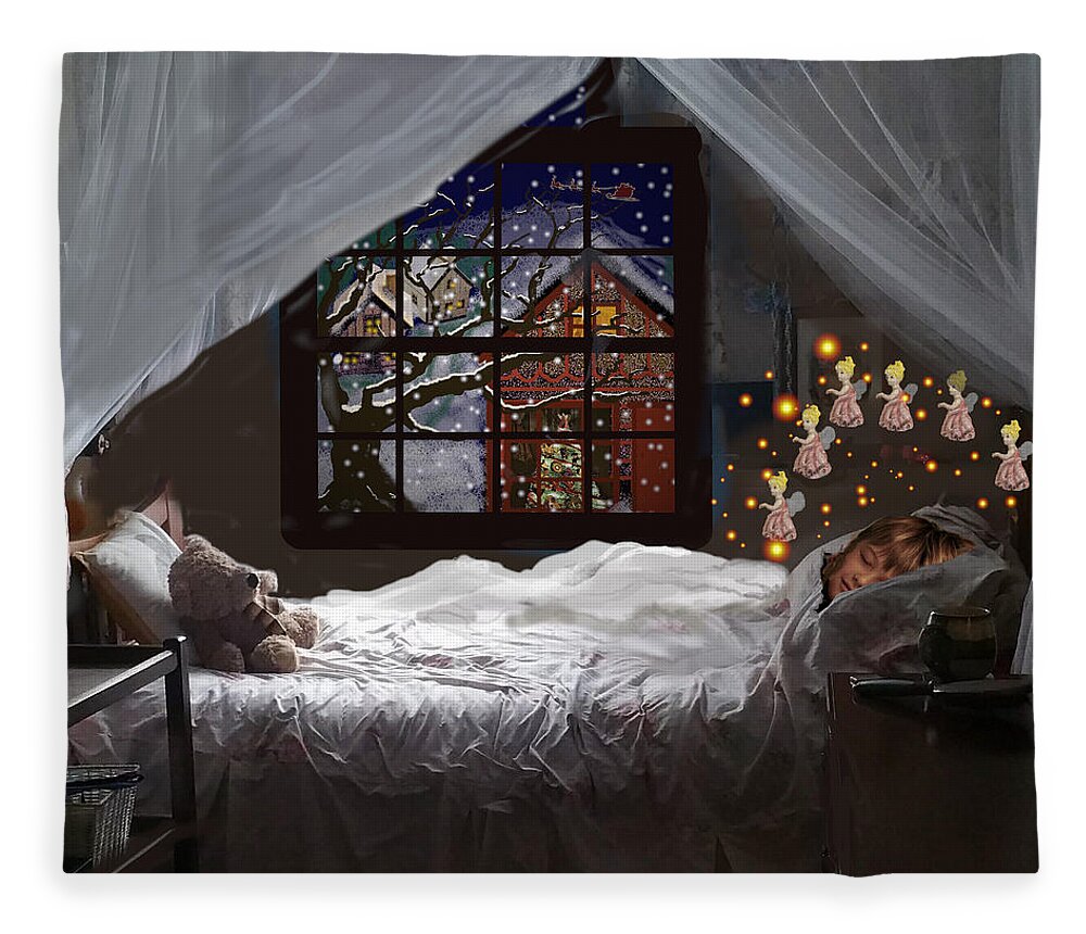 Night Before Christmas Fleece Blanket featuring the digital art Sugar Plum Fairies by Roger Swezey