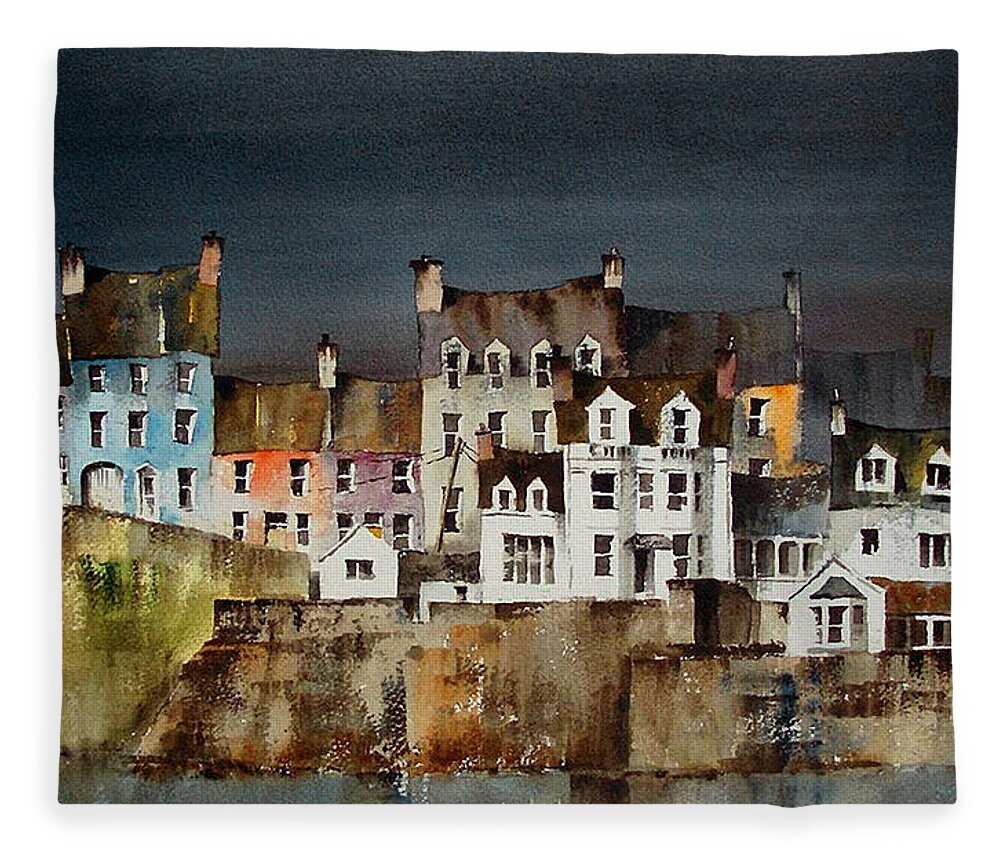  Fleece Blanket featuring the painting Summercove, Kinsale, West Cork #1 by Val Byrne