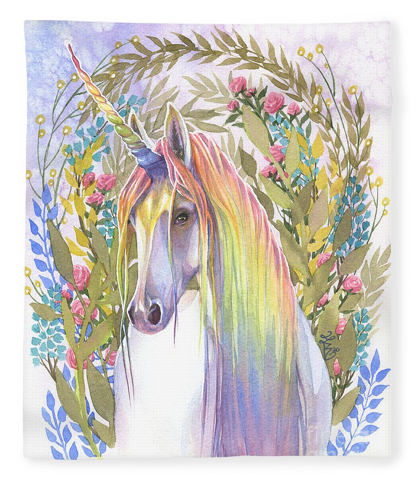 Unicorn Fleece Blanket featuring the painting Sunshine #2 by Sara Burrier