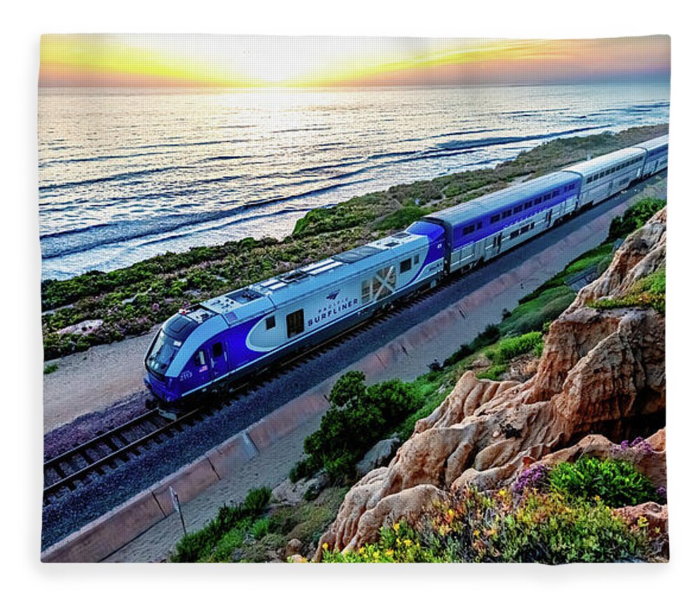 Amtrak Fleece Blanket featuring the photograph The Amtrak 584 to San Diego by David Levin