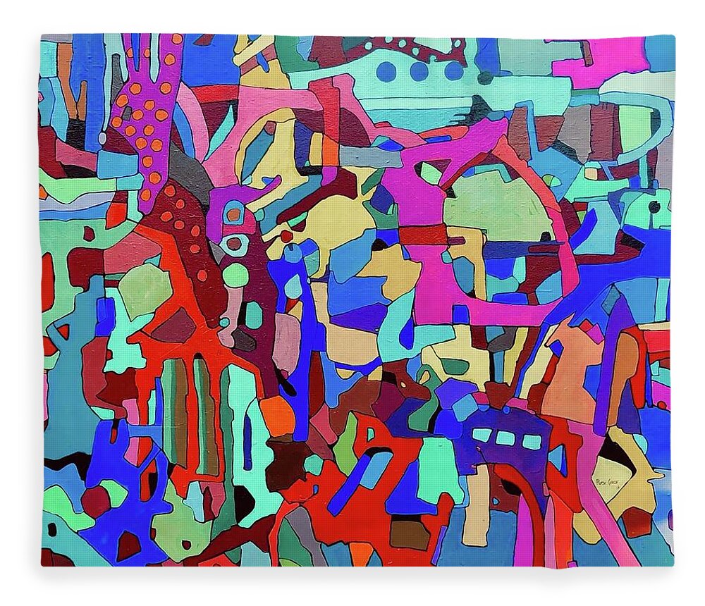 The Abstract Color Fleece Blanket featuring the painting The Nathalis #1 by Plata Garza