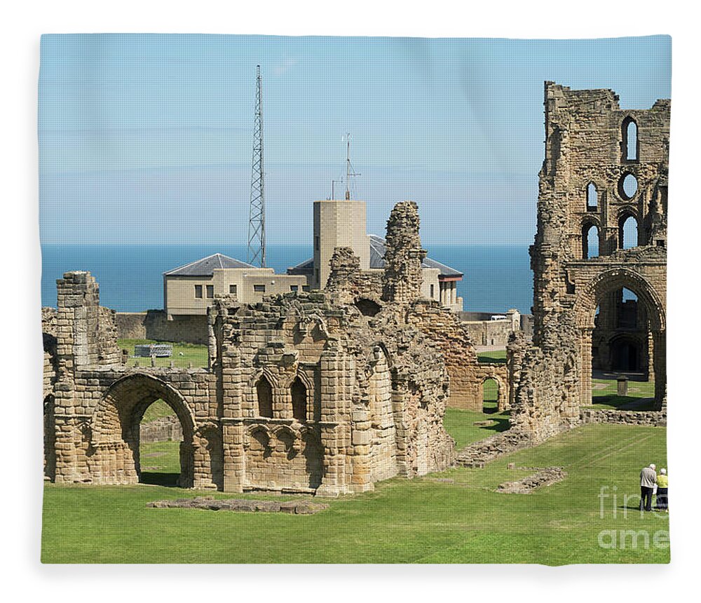 Tynemouth Monastery Fleece Blanket featuring the photograph Tynemouth priory #1 by Bryan Attewell