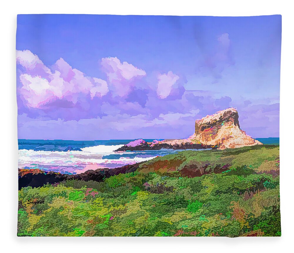 Seascape Fleece Blanket featuring the photograph White Rock Off Piedras Blanca Detail #1 by Floyd Snyder