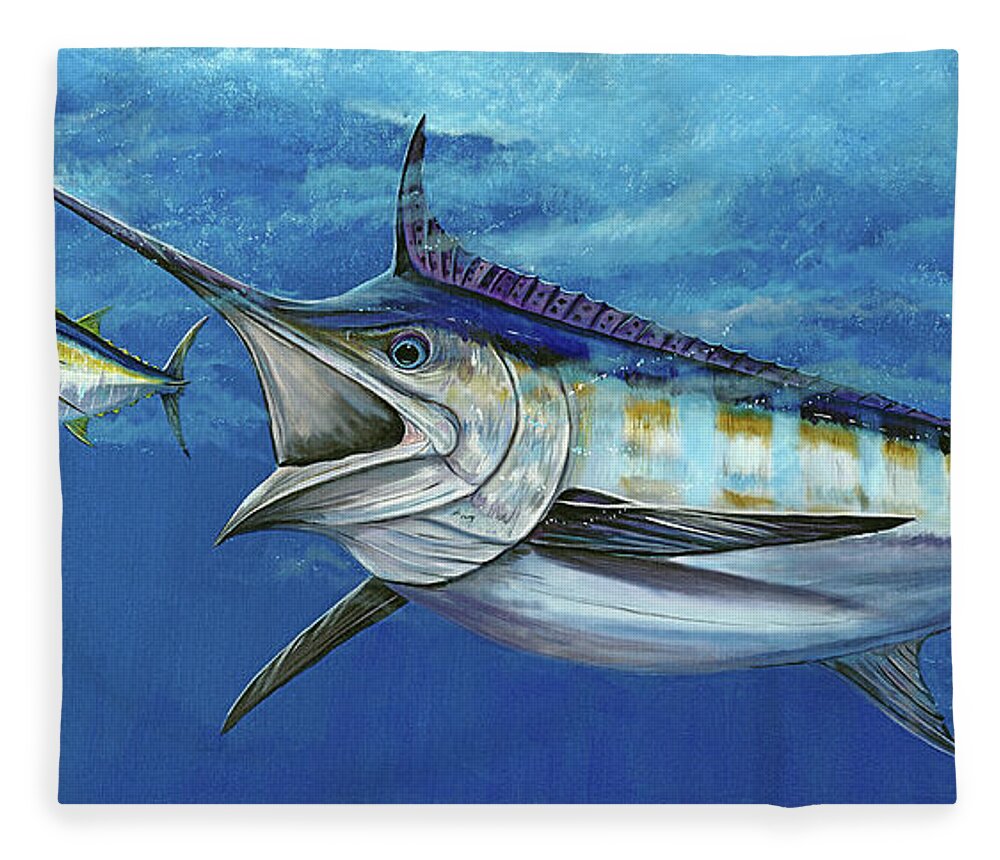  Marlin Fleece Blanket featuring the painting Wide Open #1 by Mark Ray