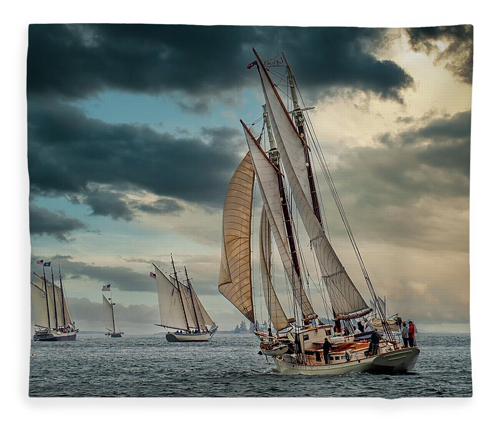  Fleece Blanket featuring the photograph Windjammer Fleet #1 by Fred LeBlanc