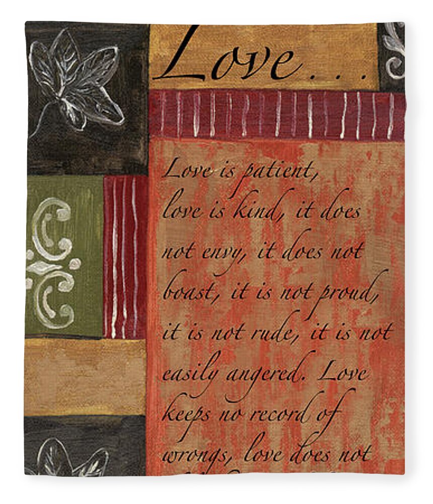 Bible Fleece Blanket featuring the painting Words to Live By, Love #1 by Debbie DeWitt