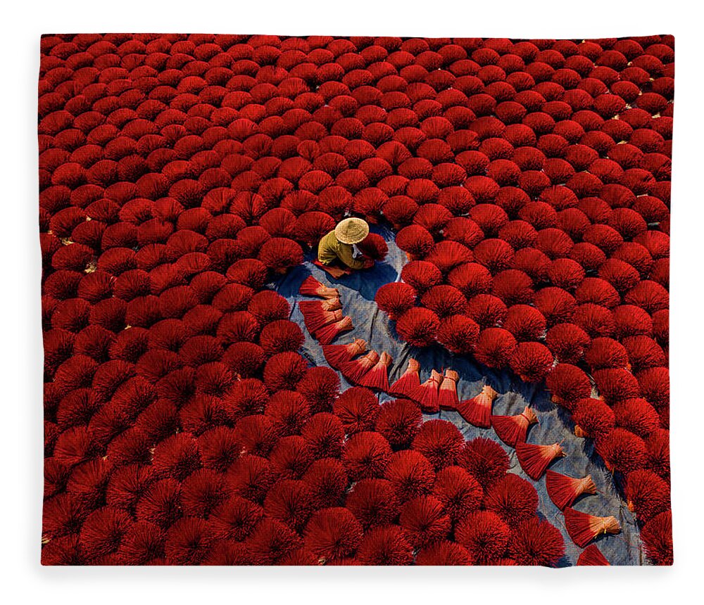 Landscape Fleece Blanket featuring the photograph Working incense #1 by Khanh Phan