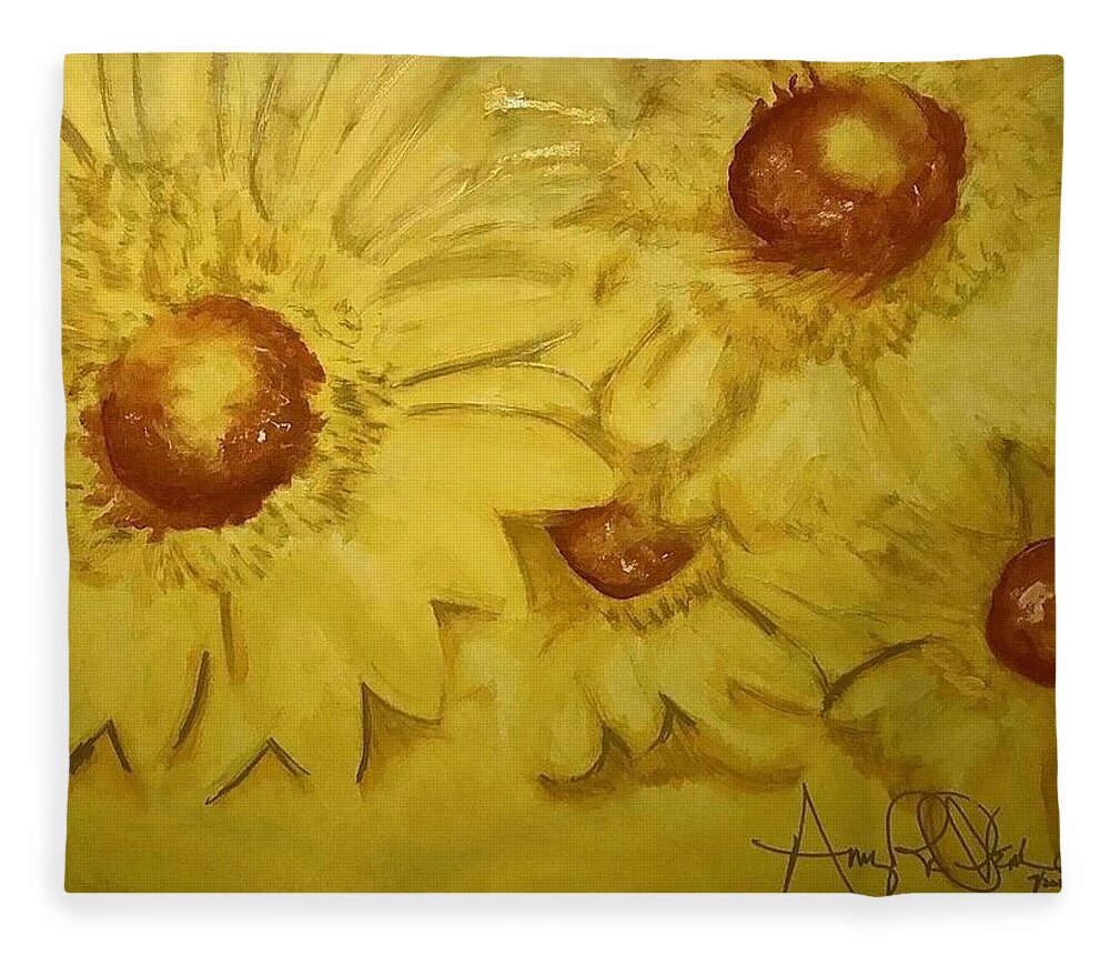  Fleece Blanket featuring the painting Yellow by Angie ONeal