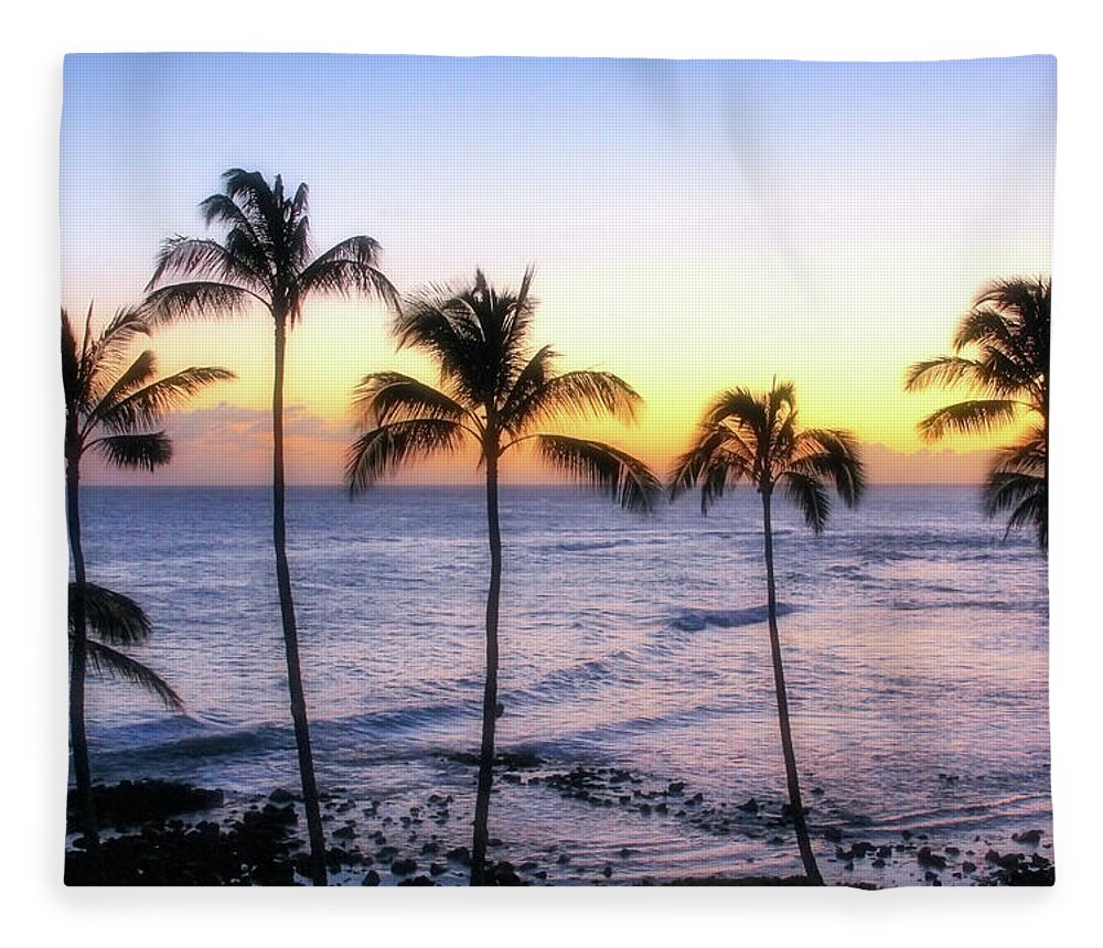 Hawaii Fleece Blanket featuring the photograph Poipu Palms by Robert Carter