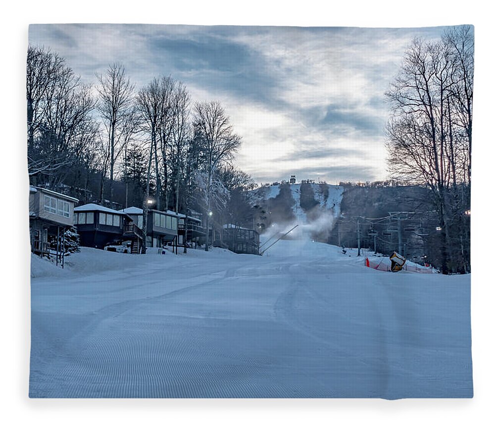 Sun Fleece Blanket featuring the photograph Skiing At The North Carolina Skiing Resort In February #10 by Alex Grichenko