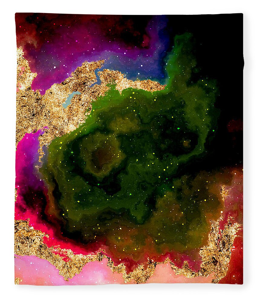 Holyrockarts Fleece Blanket featuring the mixed media 100 Starry Nebulas in Space Abstract Digital Painting 033 by Holy Rock Design