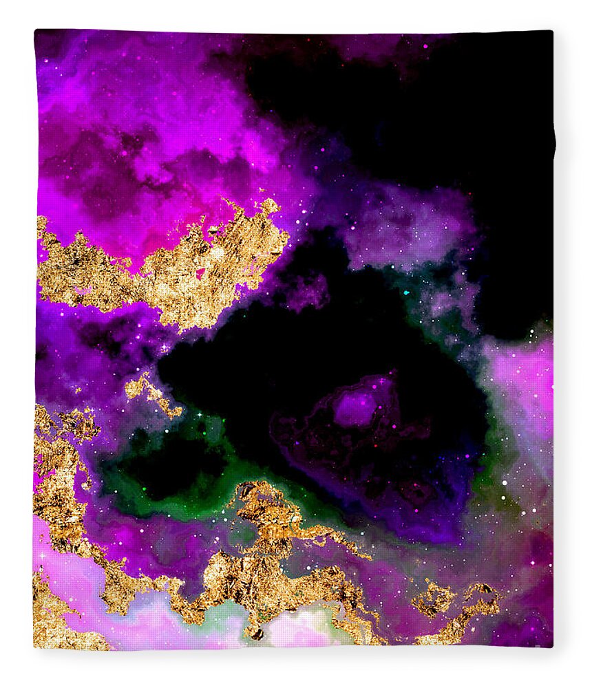 Holyrockarts Fleece Blanket featuring the mixed media 100 Starry Nebulas in Space Abstract Digital Painting 054 by Holy Rock Design
