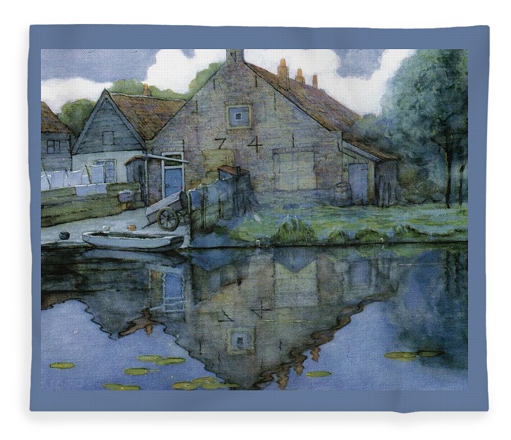 12-1 House On The 1900 Gein Watercolor And Gouche On Paper Fleece Blanket  by Mondrain - Pixels