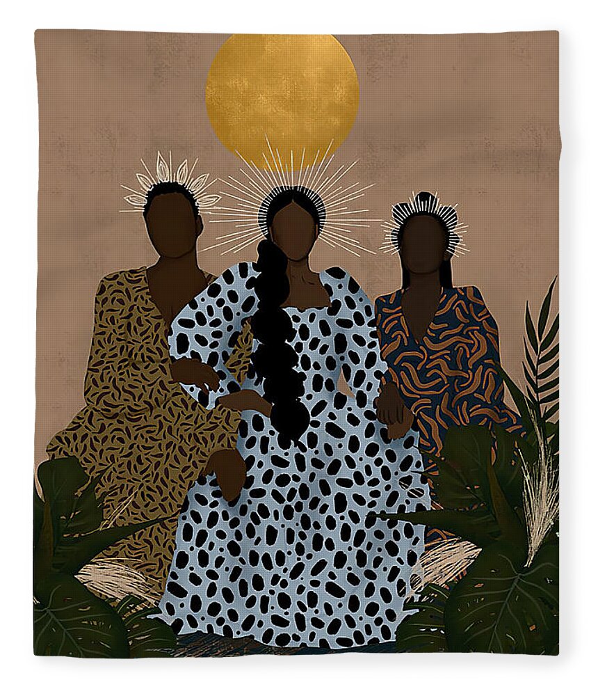 Blackwomen African Culture African Beautiful Black Queen Poster Girl Magic  Sisterhood Curly Hair Ruf #121 Fleece Blanket by Gambrel Temple - Fine Art  America