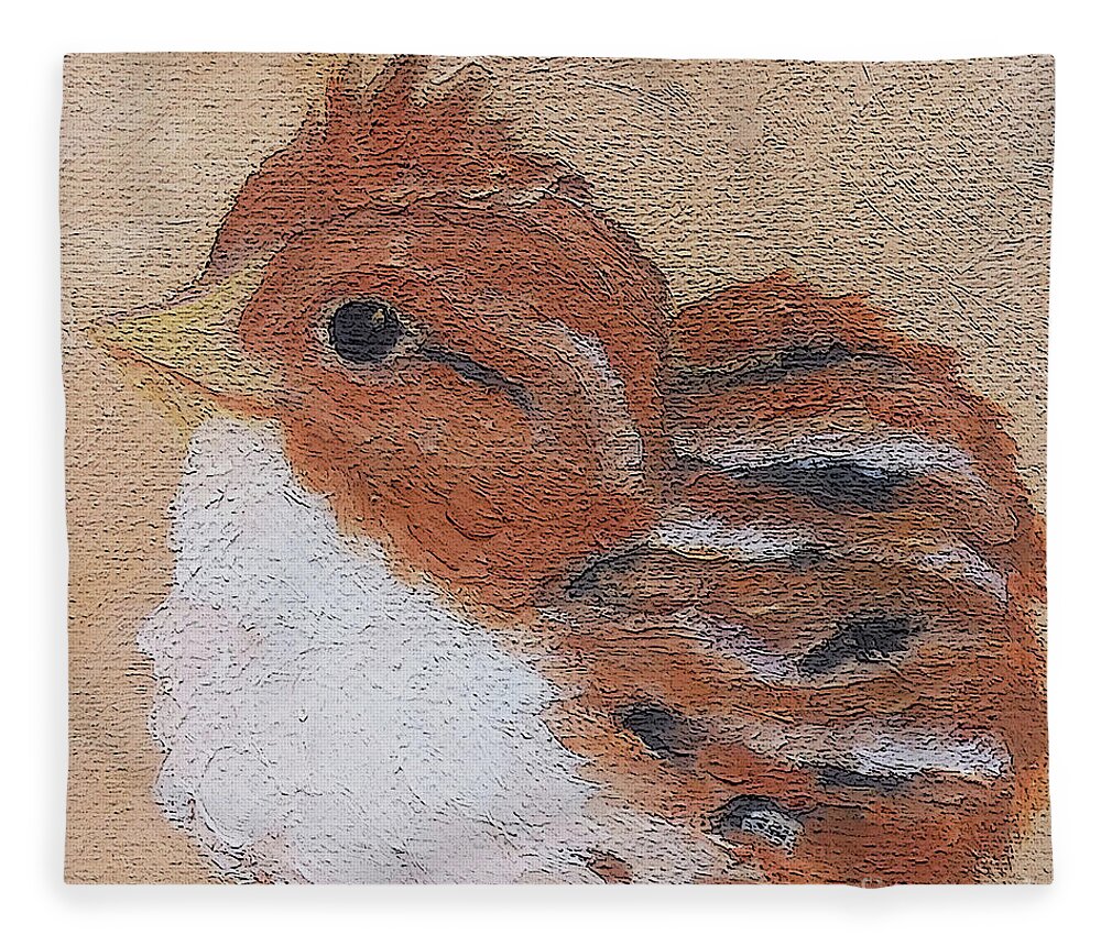Baby Bird Fleece Blanket featuring the painting 13 Baby Quail by Victoria Page