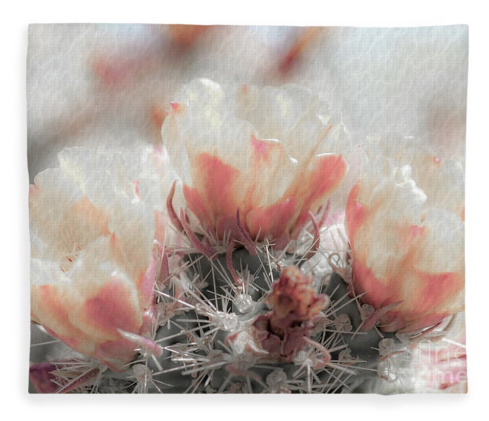 Cactus Fleece Blanket featuring the photograph 1622 Watercolor Cactus Blossom by Kenneth Johnson
