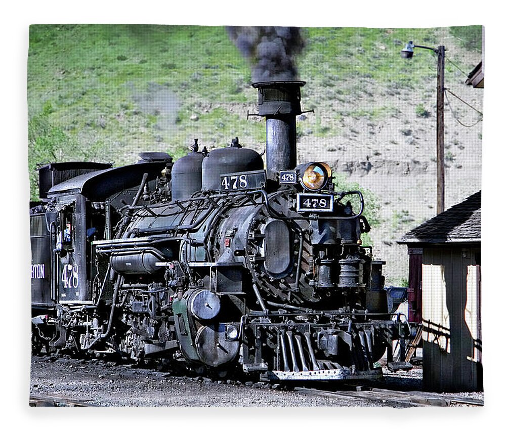 1923 Vintage Railroad Steamtrain Locomotive Vintage Locomotive Train Photography Fleece Blanket featuring the photograph 1923 Vintage Railroad Train Locomotive by Jerry Cowart