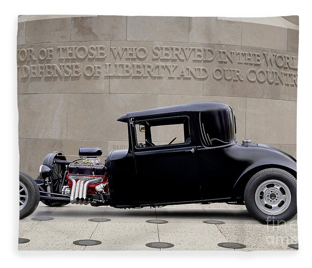 1929 Hudson Coupe Fleece Blanket featuring the photograph 1929 Hudson 3-Window Coupe by Dave Koontz