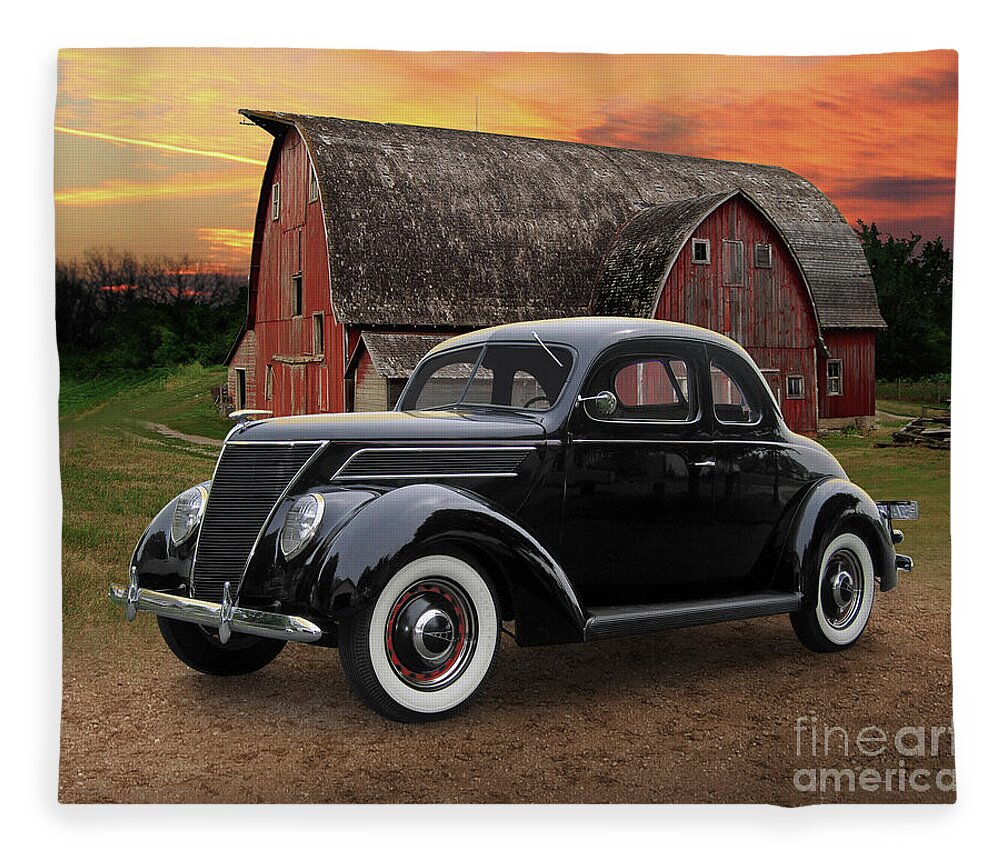 1937 Fleece Blanket featuring the photograph 1937 Ford Coupe, Carver County Barn by Ron Long
