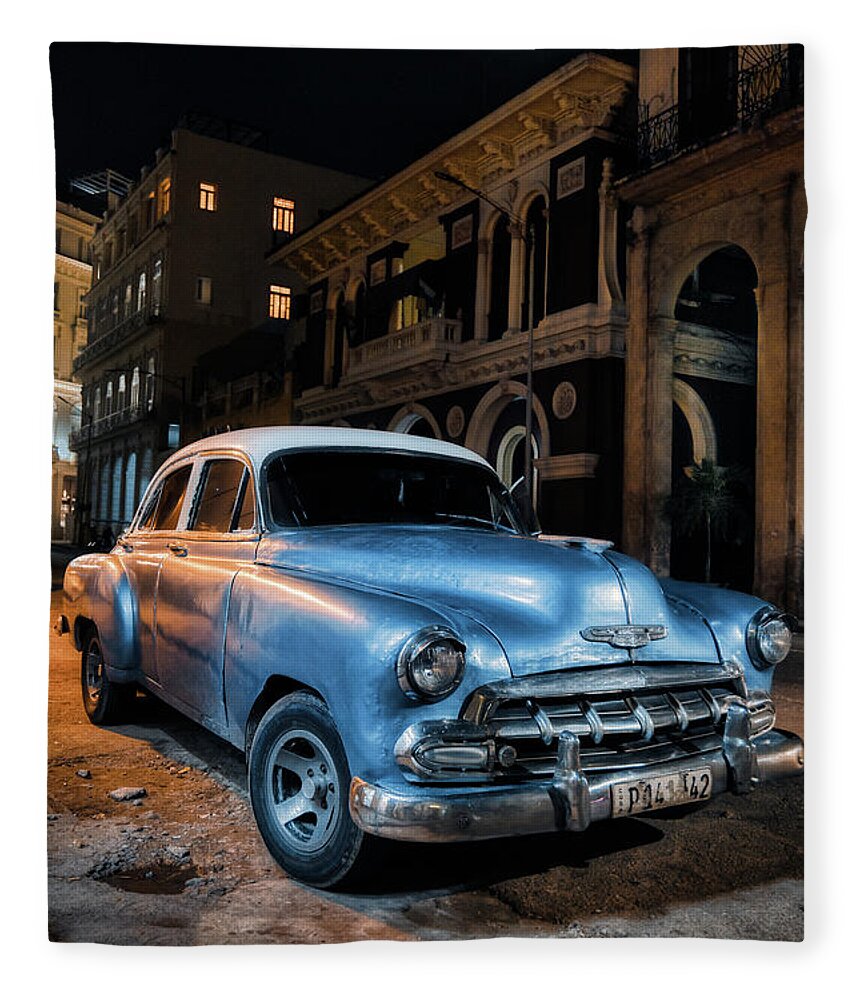 American Car Fleece Blanket featuring the photograph 1953 Chevrolet Deluxe by Micah Offman