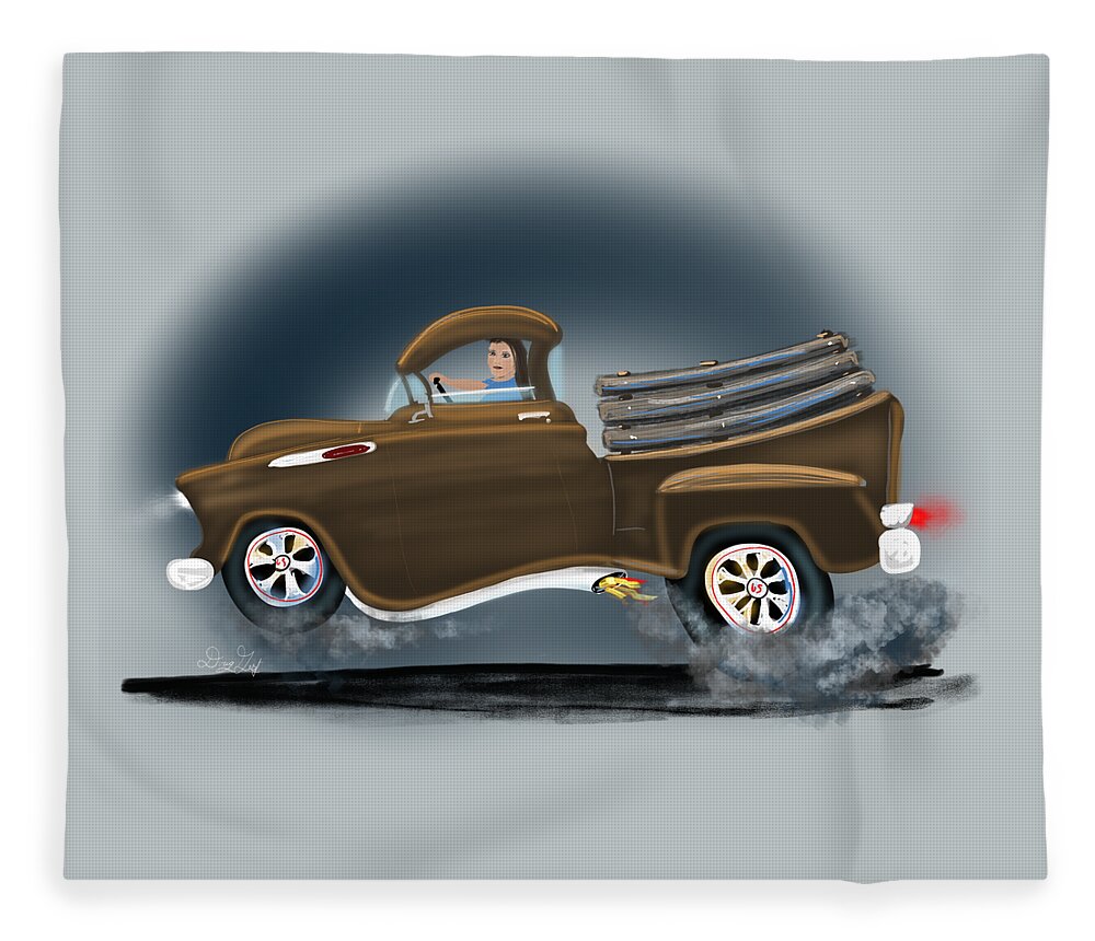 55 Fleece Blanket featuring the digital art 1957 Chevy Stepside Pick Up by Doug Gist