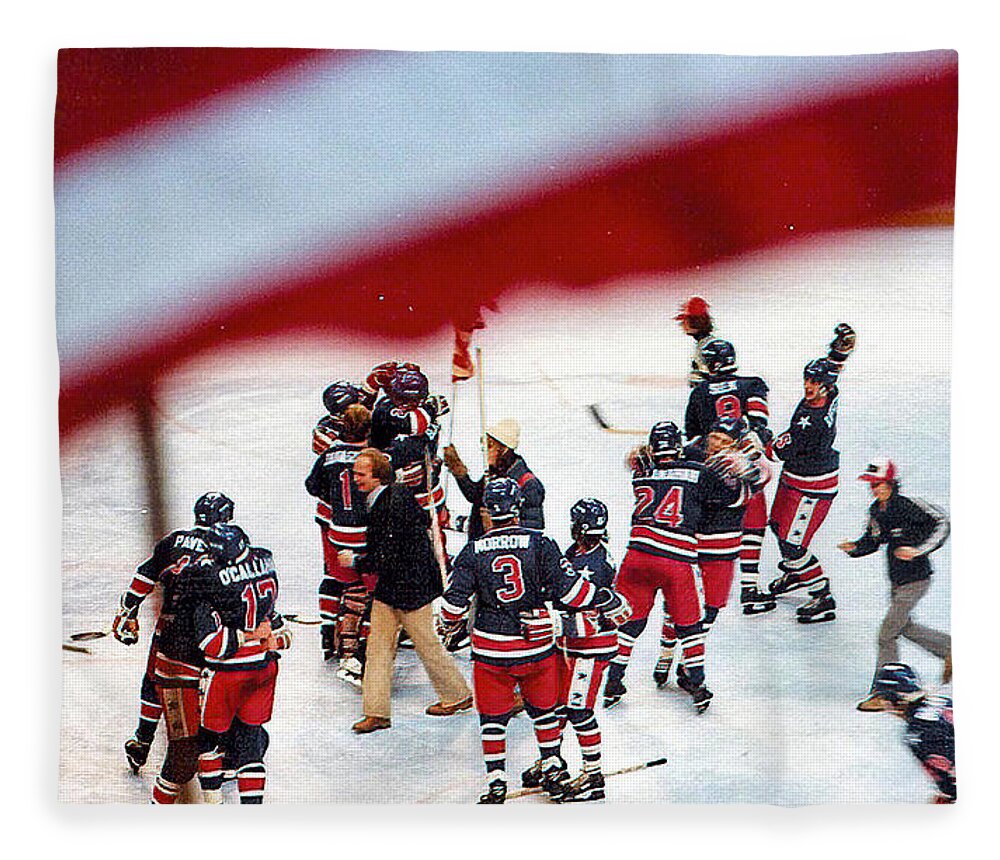 Hockey Fleece Blanket featuring the photograph 1980 Olympic Hockey Miracle On Ice Team by Russ Considine