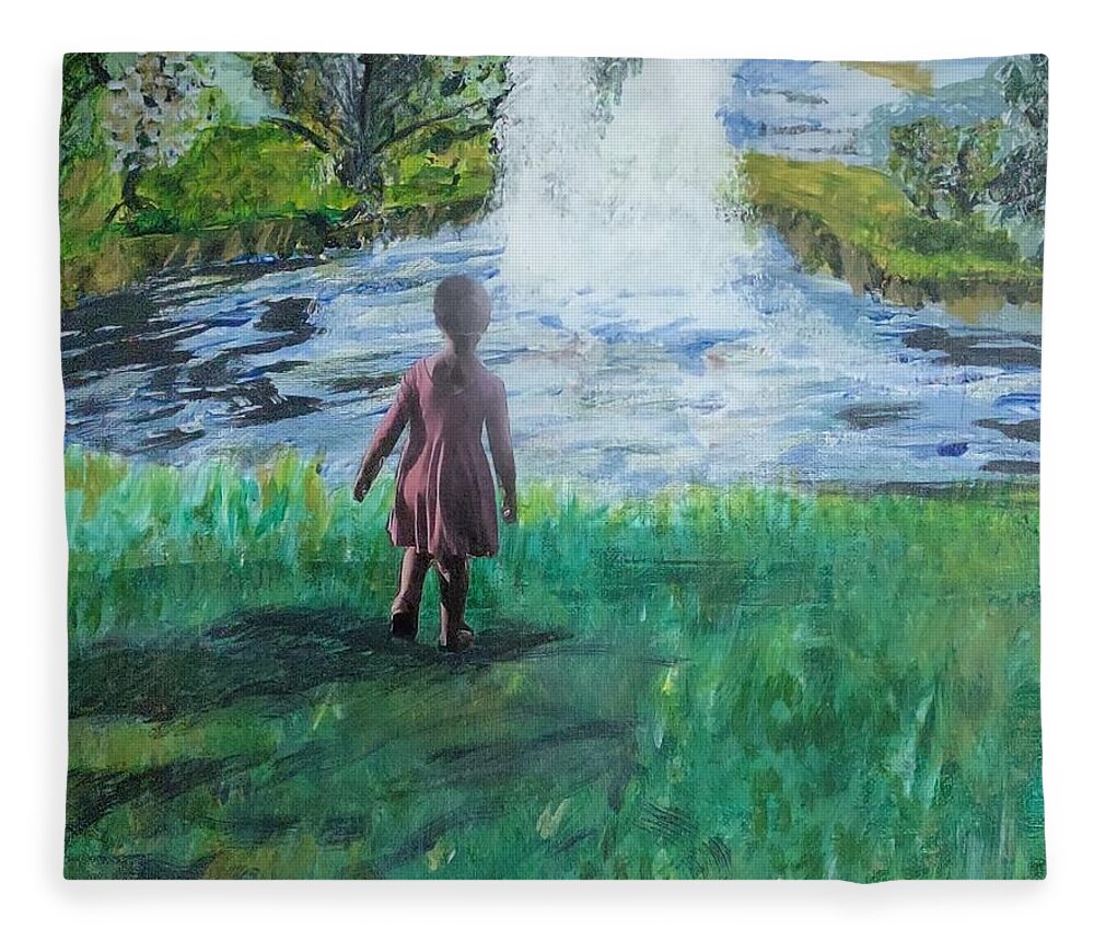 Wonder Fleece Blanket featuring the painting Curiosity #2 by Suzanne Berthier
