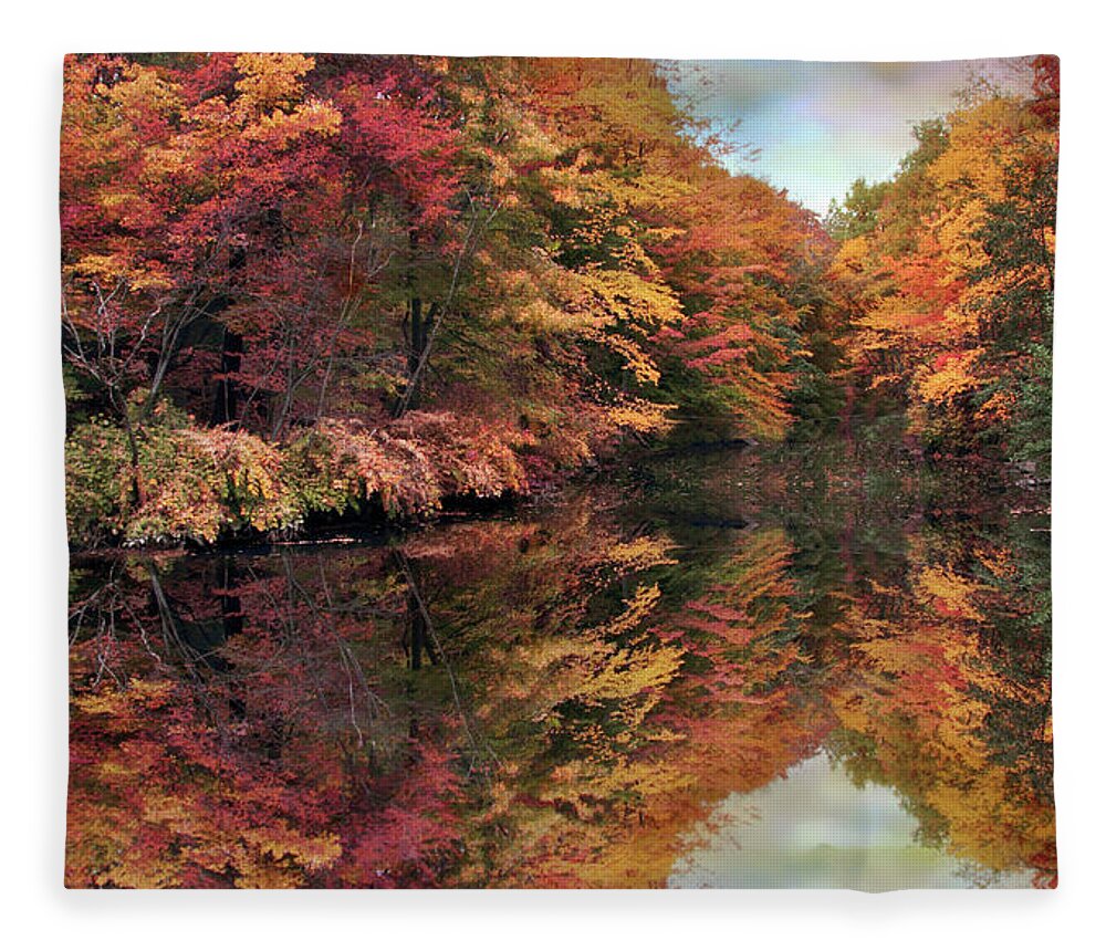 Autumn Fleece Blanket featuring the photograph Foliage Reflections by Jessica Jenney
