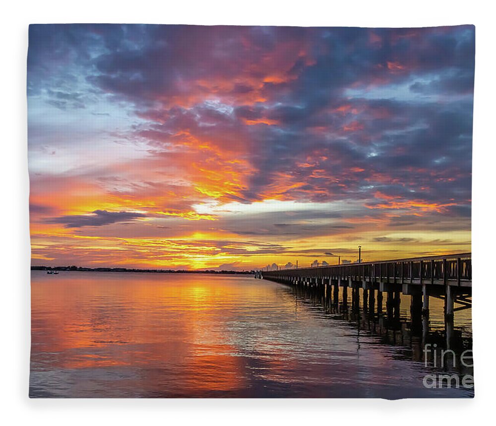 Sun Fleece Blanket featuring the photograph Indian River Sunrise #2 by Tom Claud